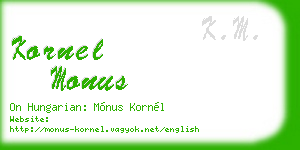 kornel monus business card